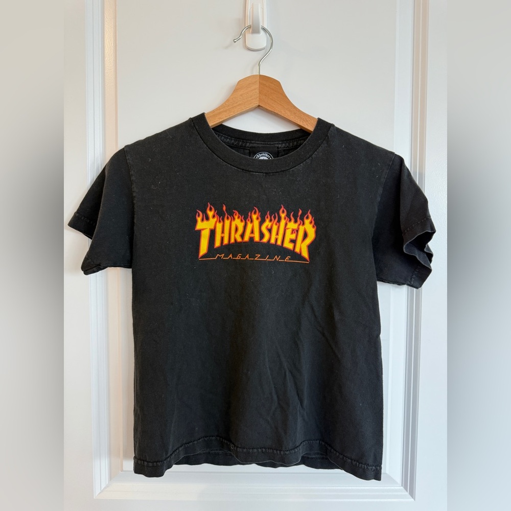 Kids Thrasher Flame Logo T-Shirt – Iconic Skate Style!